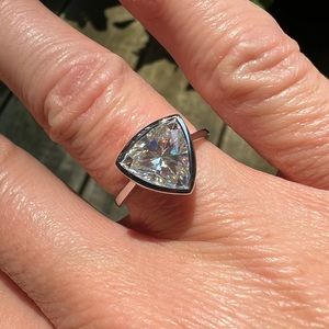 *SOLD* 2.5ct Trillion Cut Bezel Moissanite 10k WG REDUCED